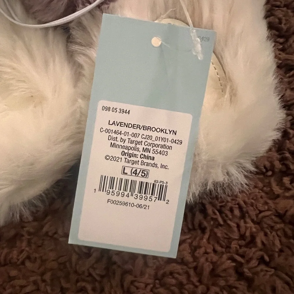 Cat & Jack Slide Slippers Girl Crossband Faux Fur Lavender Gray Size Large NWT